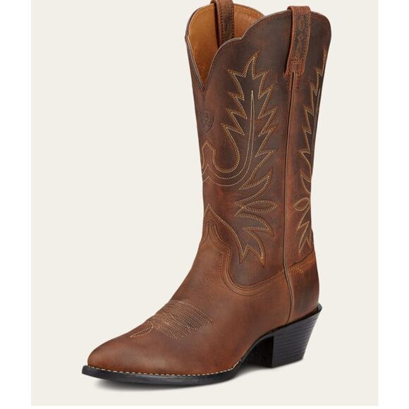 Ariat Women’s Heritage R toe Western Boots Size 10 B Brown Leather Rounded Toe - Picture 1 of 9